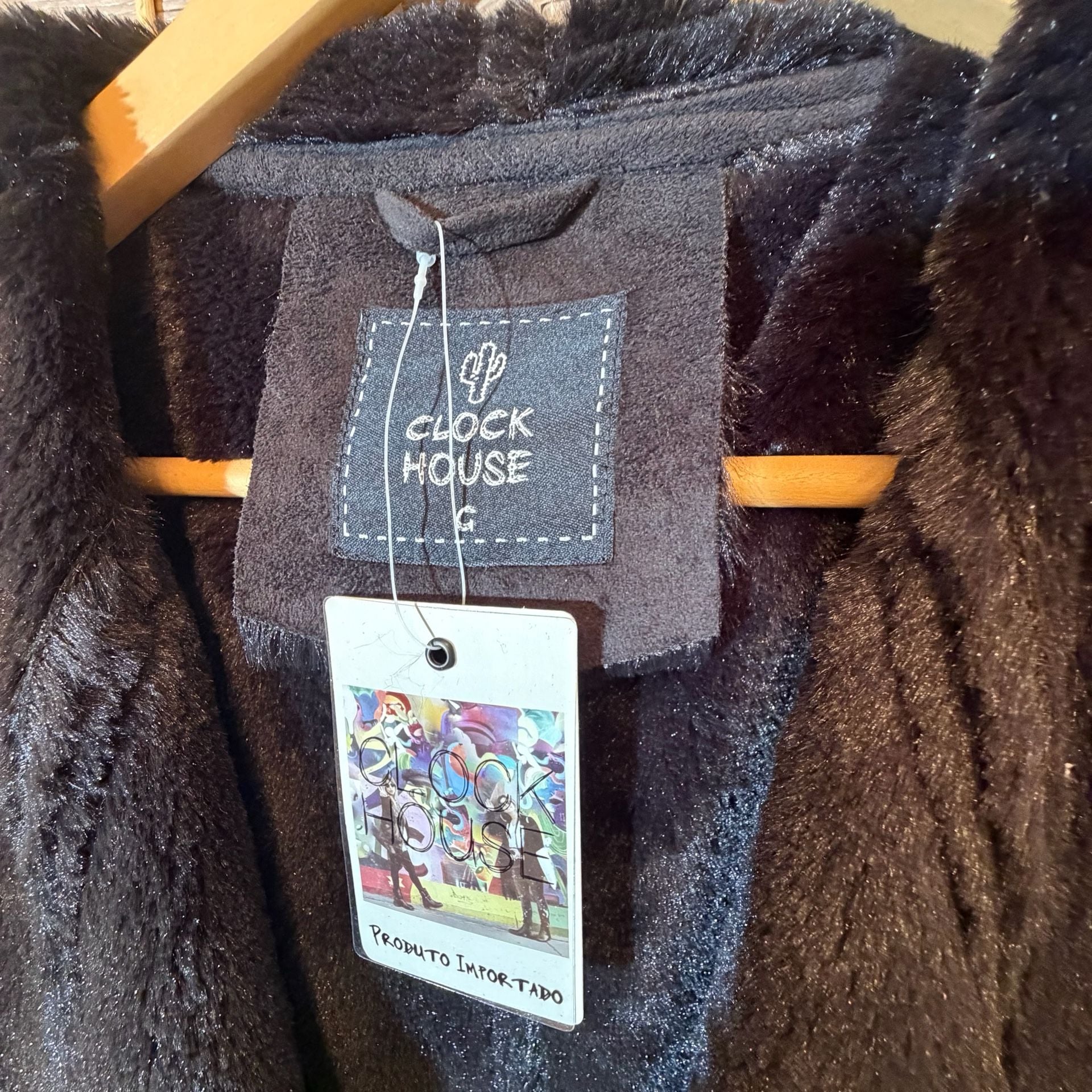 Clockhouse Faux Fur Suede Vest Size G Black Open Front Layering 4