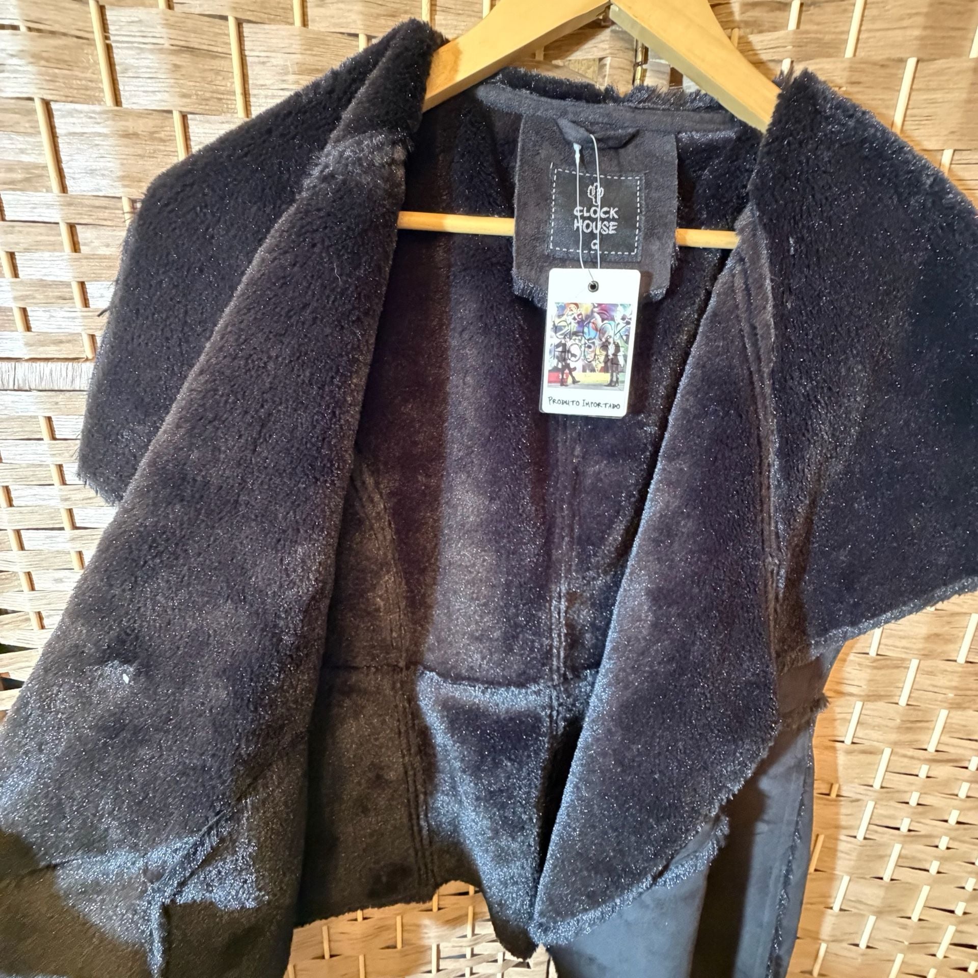 Clockhouse Faux Fur Suede Vest Size G Black Open Front Layering 7