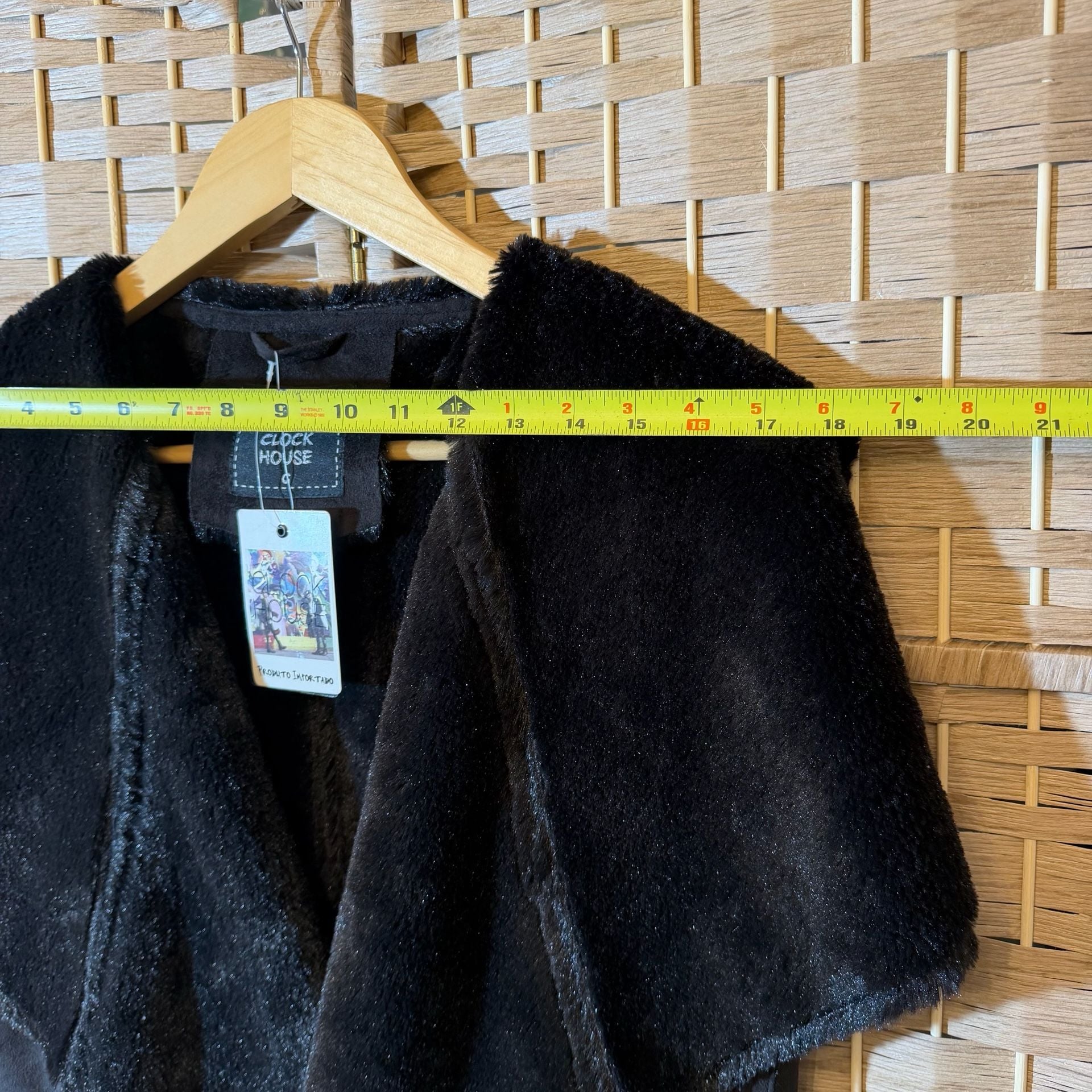 Clockhouse Faux Fur Suede Vest Size G Black Open Front Layering 10