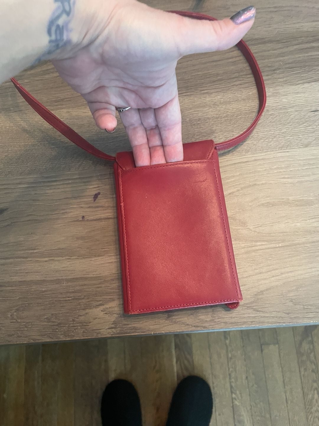 Coach Red Leather Swing Trifold Crossbody Wallet Bag 8