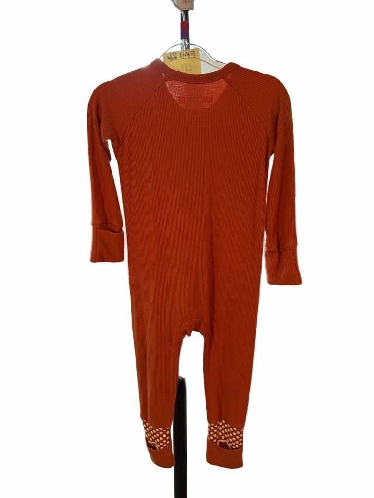Monkee Rooz Sleeper Size 6-12M Orange Ribbed Zip Footie 5