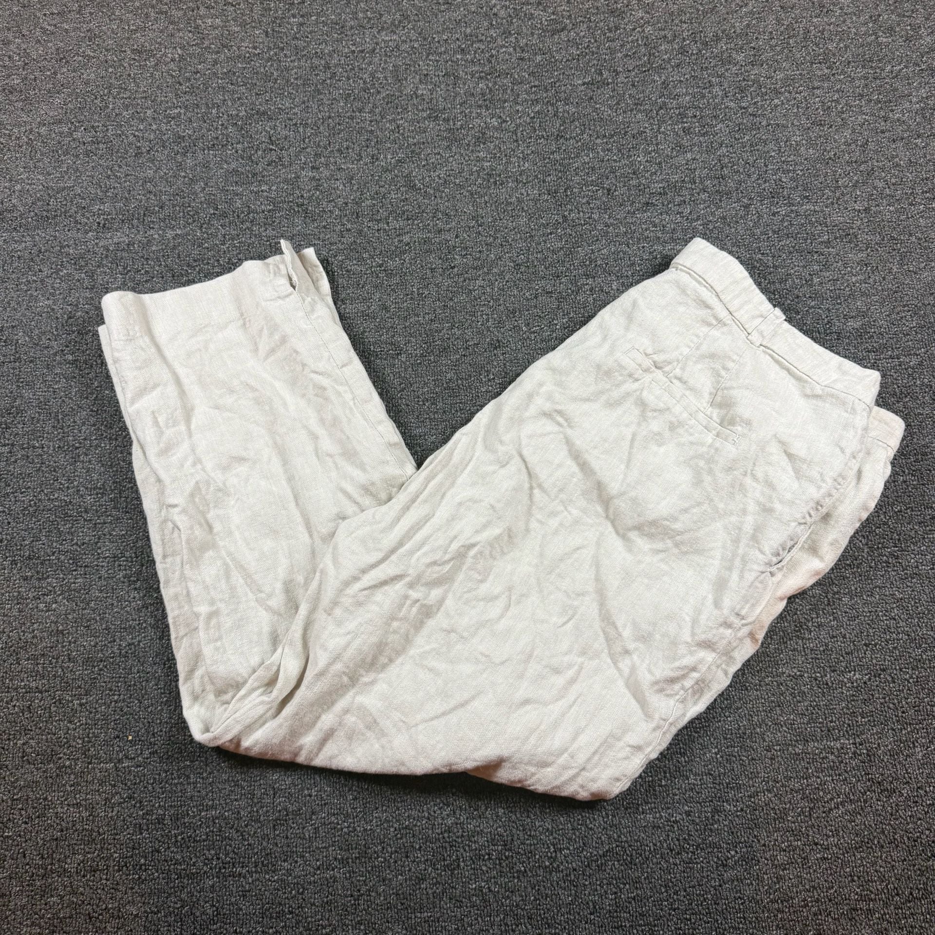 H&M Linen Pants Cream Size 14 2