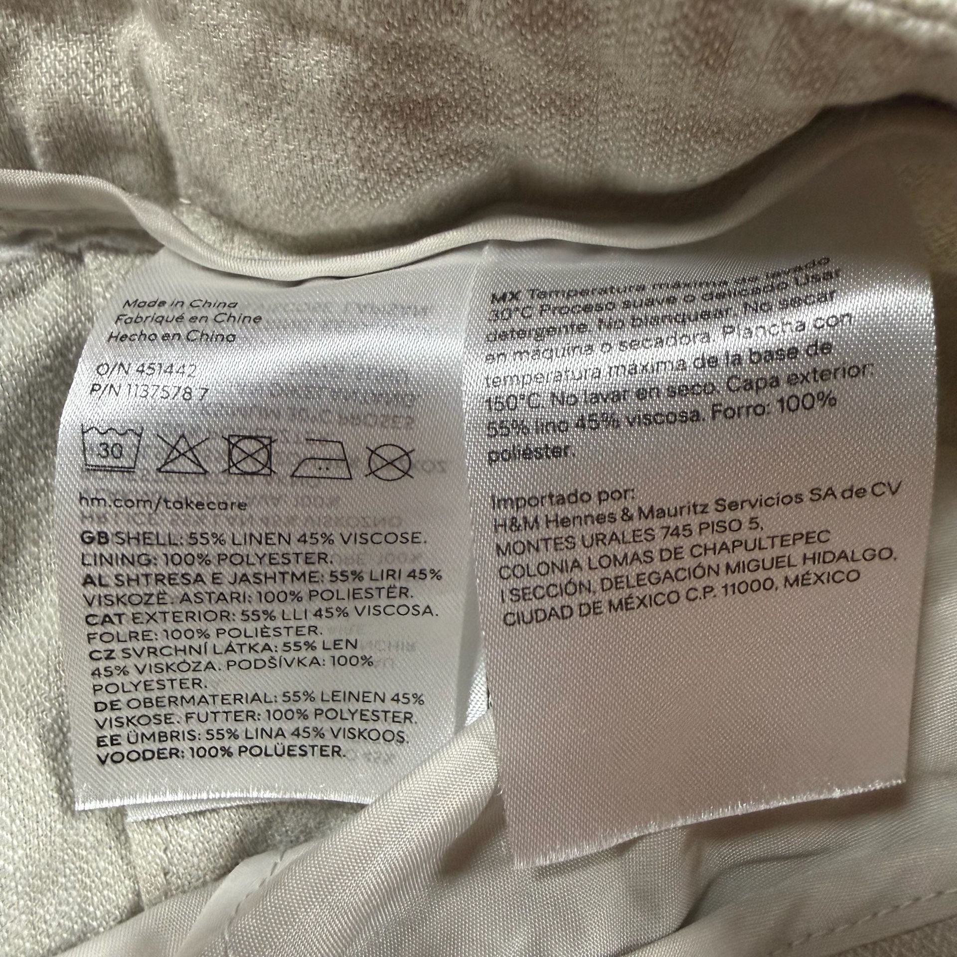 H&M Linen Pants Cream Size 14 6