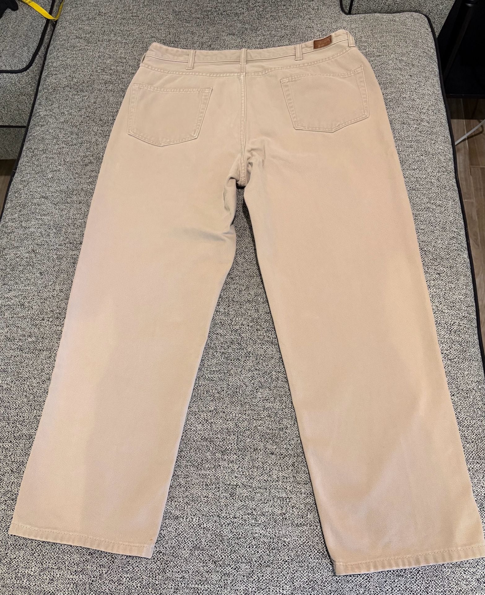 034- Lands' End Traditional Fit Mens Jeans 38x30 Khaki Straight Leg 3