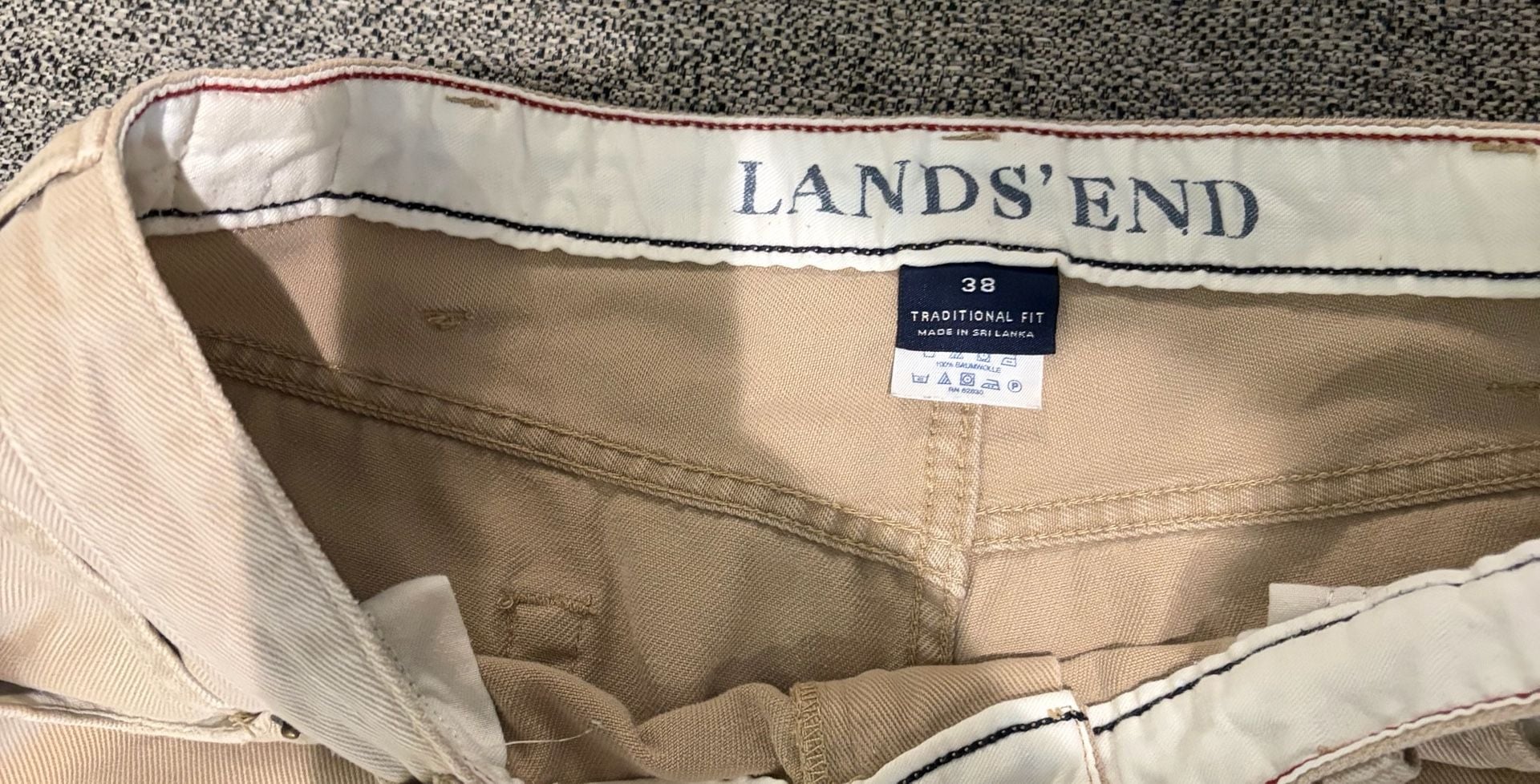 034- Lands' End Traditional Fit Mens Jeans 38x30 Khaki Straight Leg 4