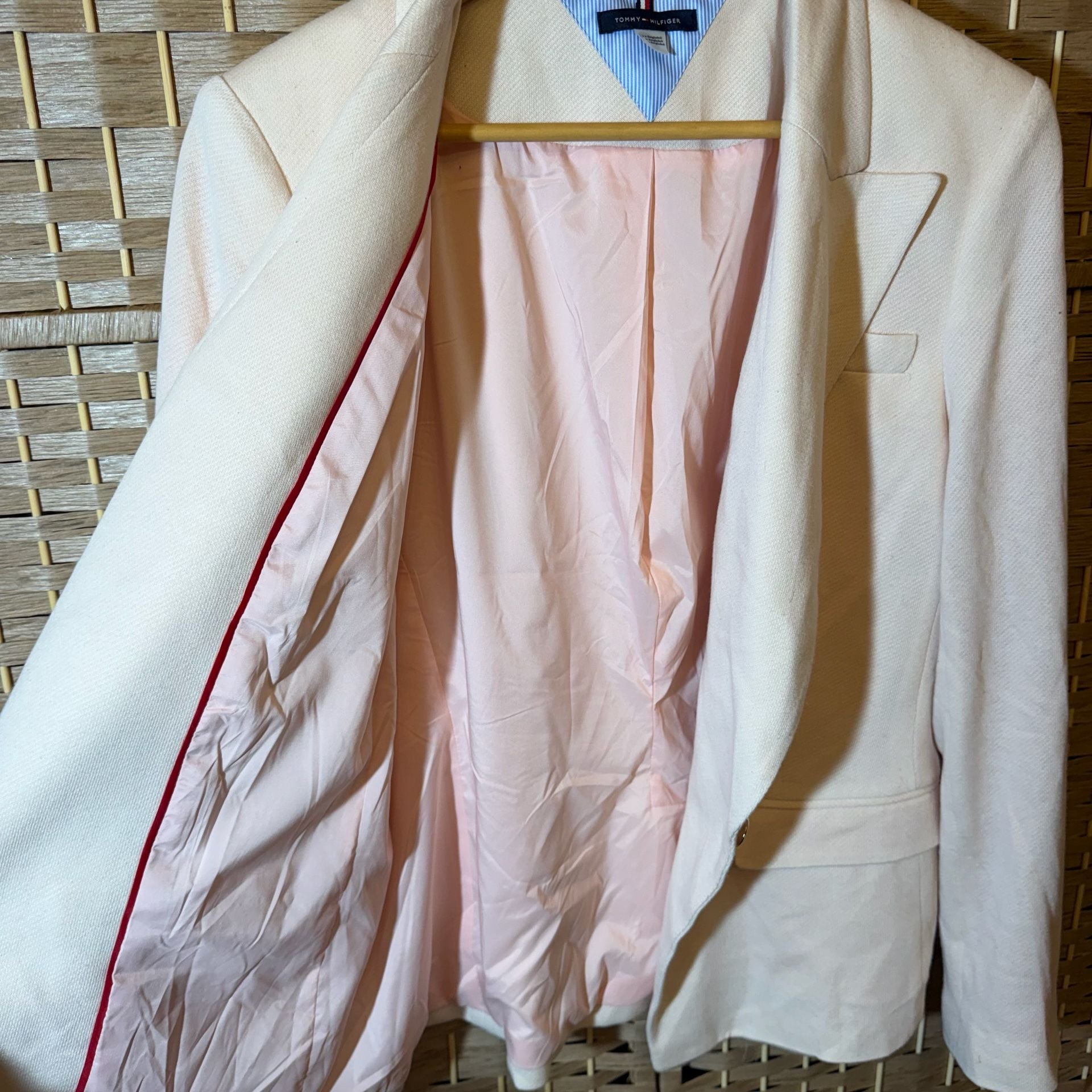Tommy Hilfiger Blazer Size 16 Light Pink Cotton Blend Jacket 5