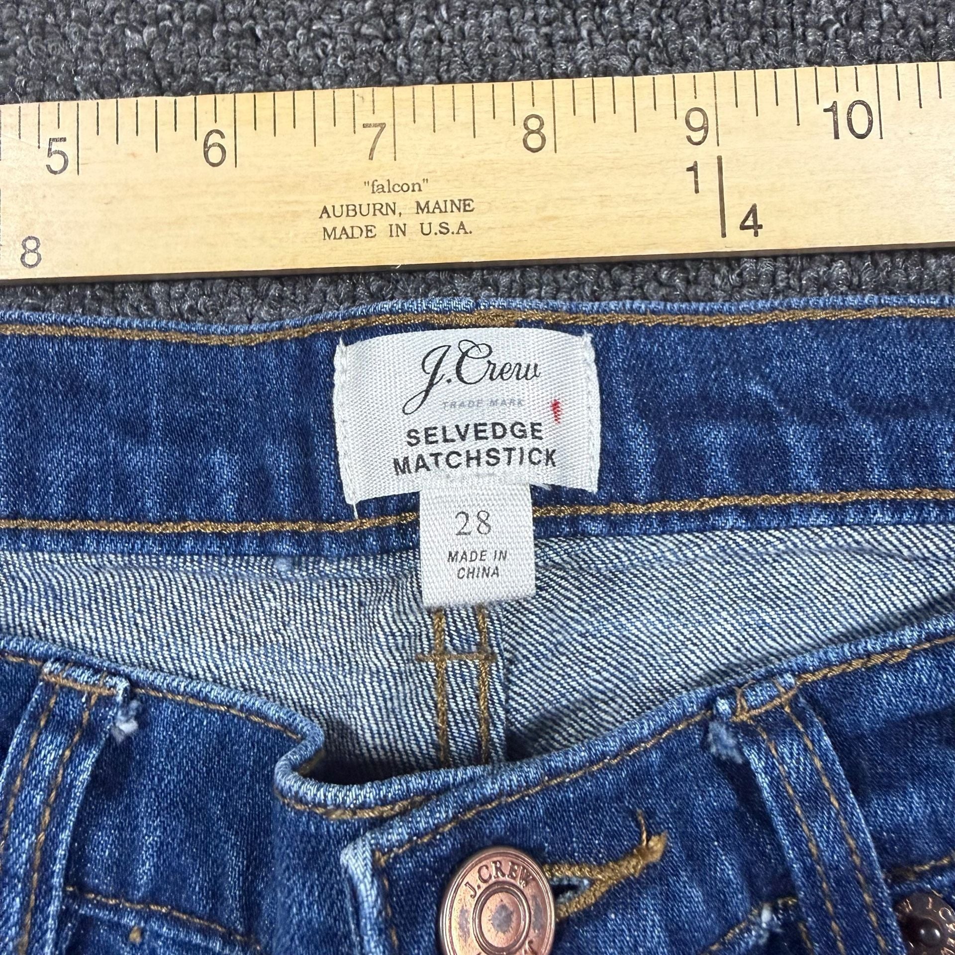 J.Crew Selvedge Matchstick Jeans Size 28 Blue Denim 7