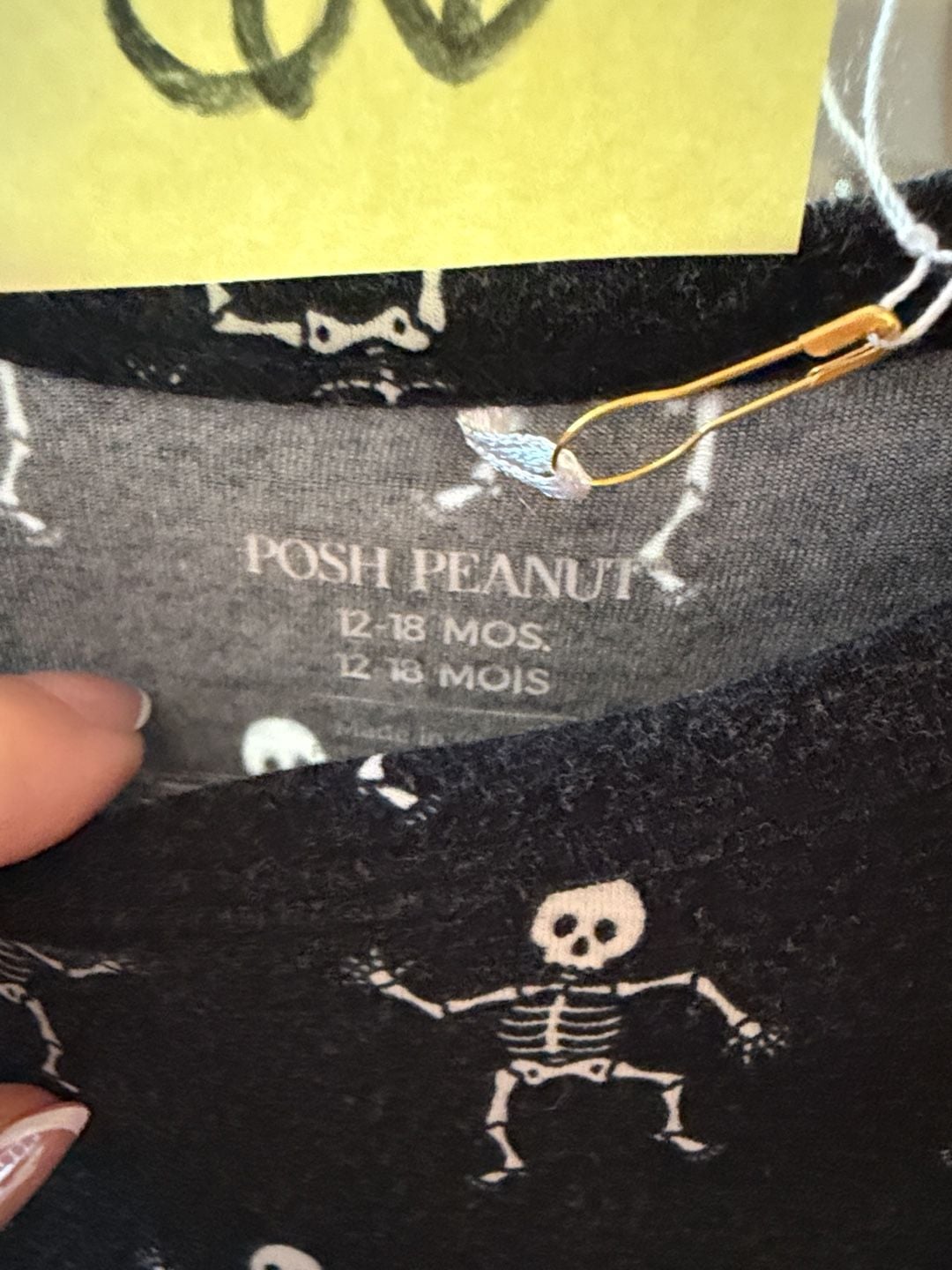 Posh Peanut Glow-in-the-Dark Skeletons Romper Size 12-18 Mos Black White 4