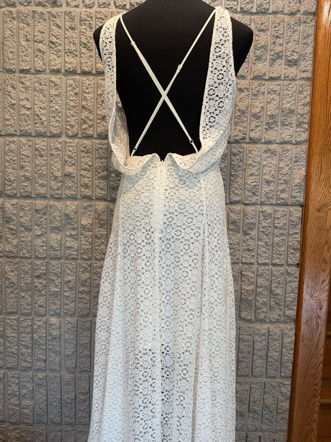 919 Rebecca Minkoff Lace Maxi Dress Size 4 White Criss Cross 3