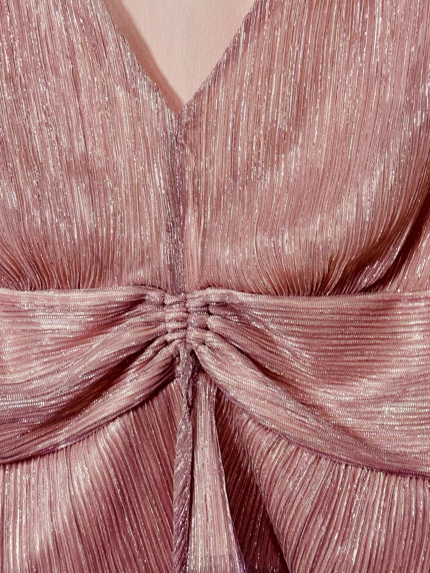 Sofia Jeans by Sofia Vergara Blouse Size XXL Pink Metallic Plisse V-Neck 4