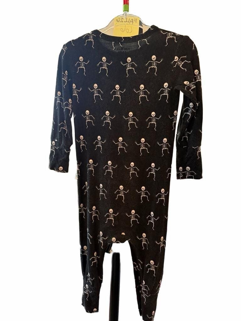 Posh Peanut Glow-in-the-Dark Skeletons Romper Size 12-18 Mos Black White 5