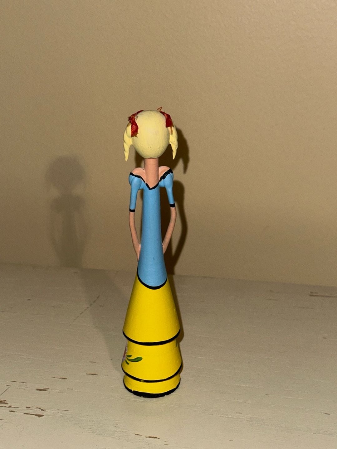 Handmade Wooden Figurine Folk Art Brasil Hand Painted Doll 4