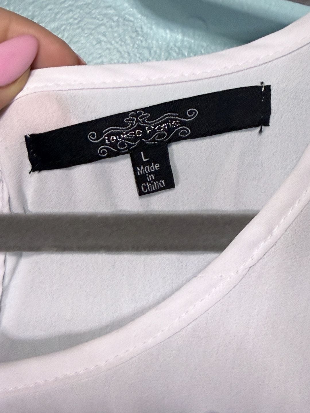 Louise Paris Blouse Size L White Cold Shoulder Lace Trim 4