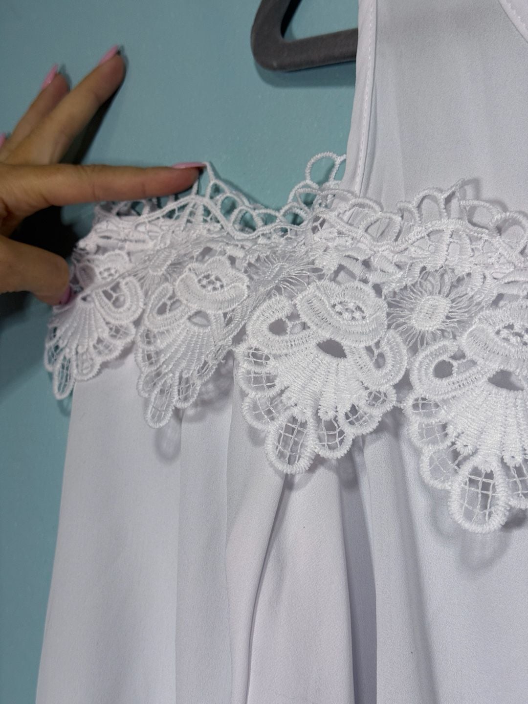 Louise Paris Blouse Size L White Cold Shoulder Lace Trim 6