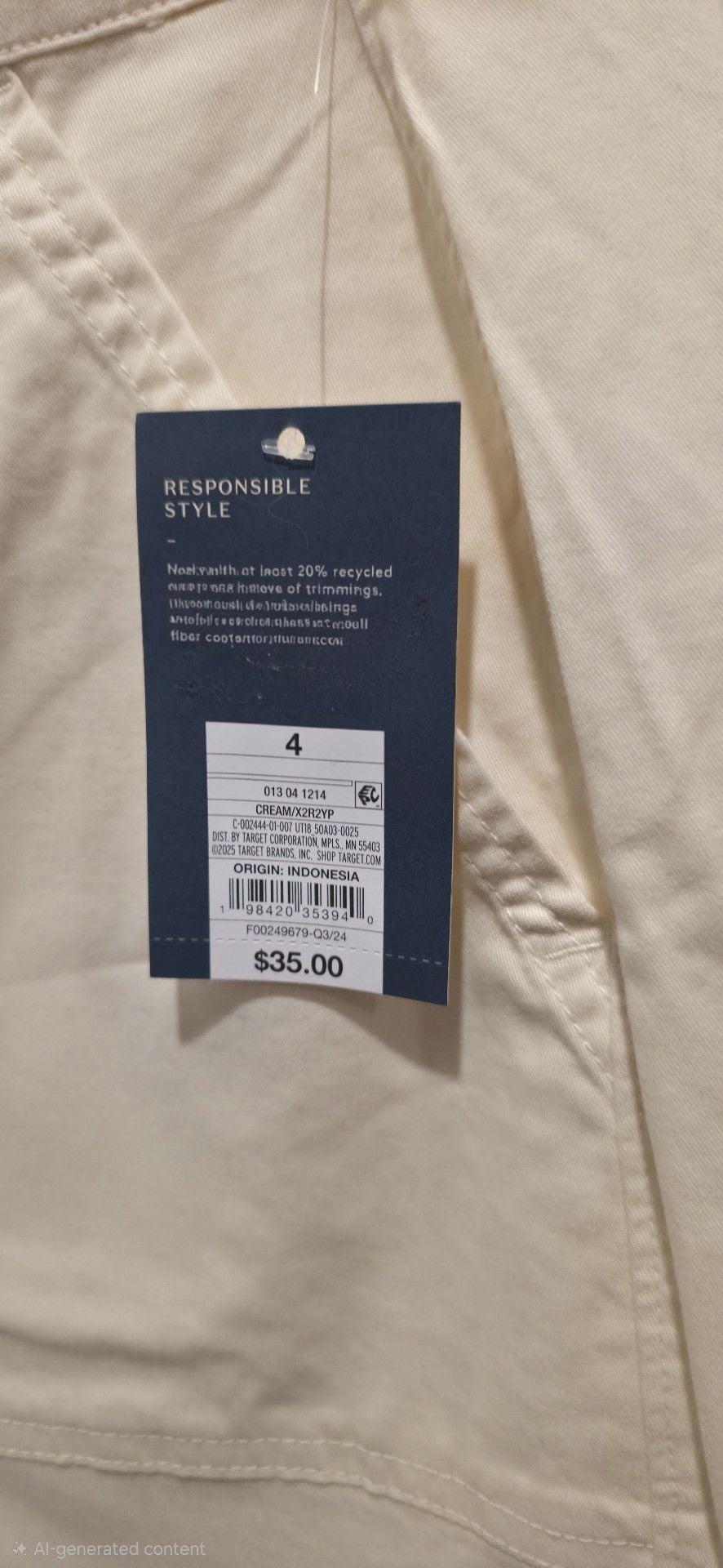 Universal Thread Cargo Pants Size 4 Cream Straight Leg New with Tags 3