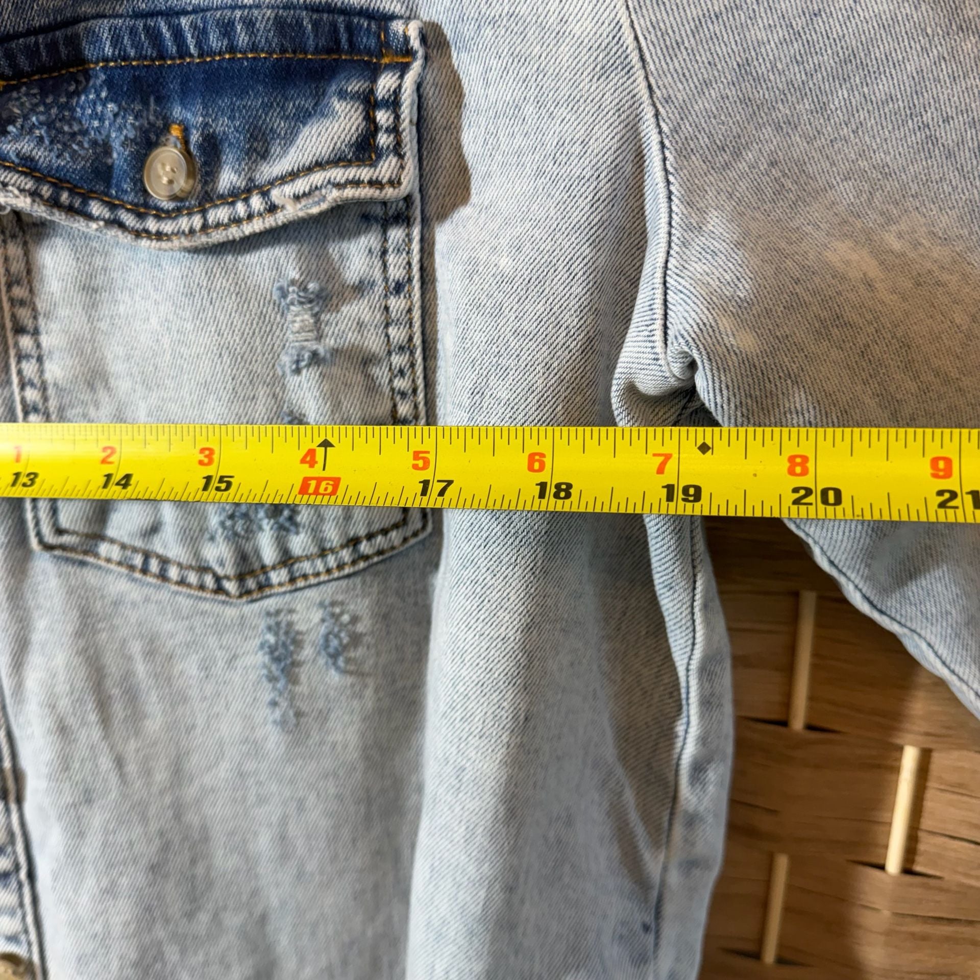 Pilcro Women's Denim Jacket Size S Light Wash Distressed Fringe Hem 10