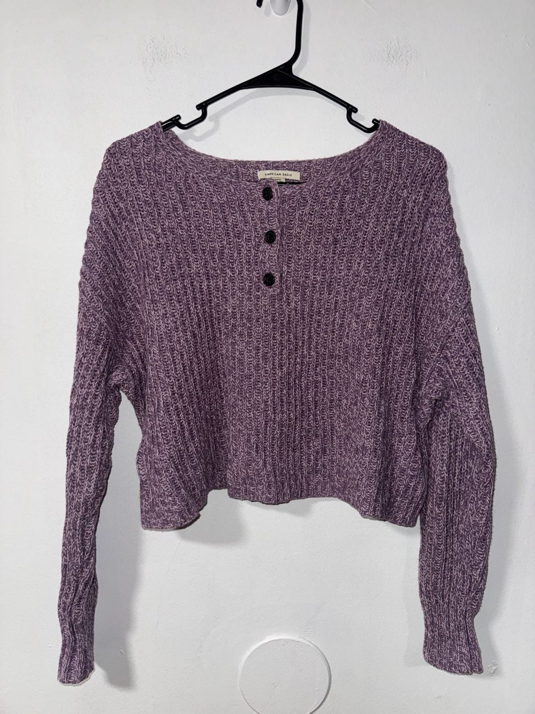 American Eagle Knit Henley Sweater Purple 2