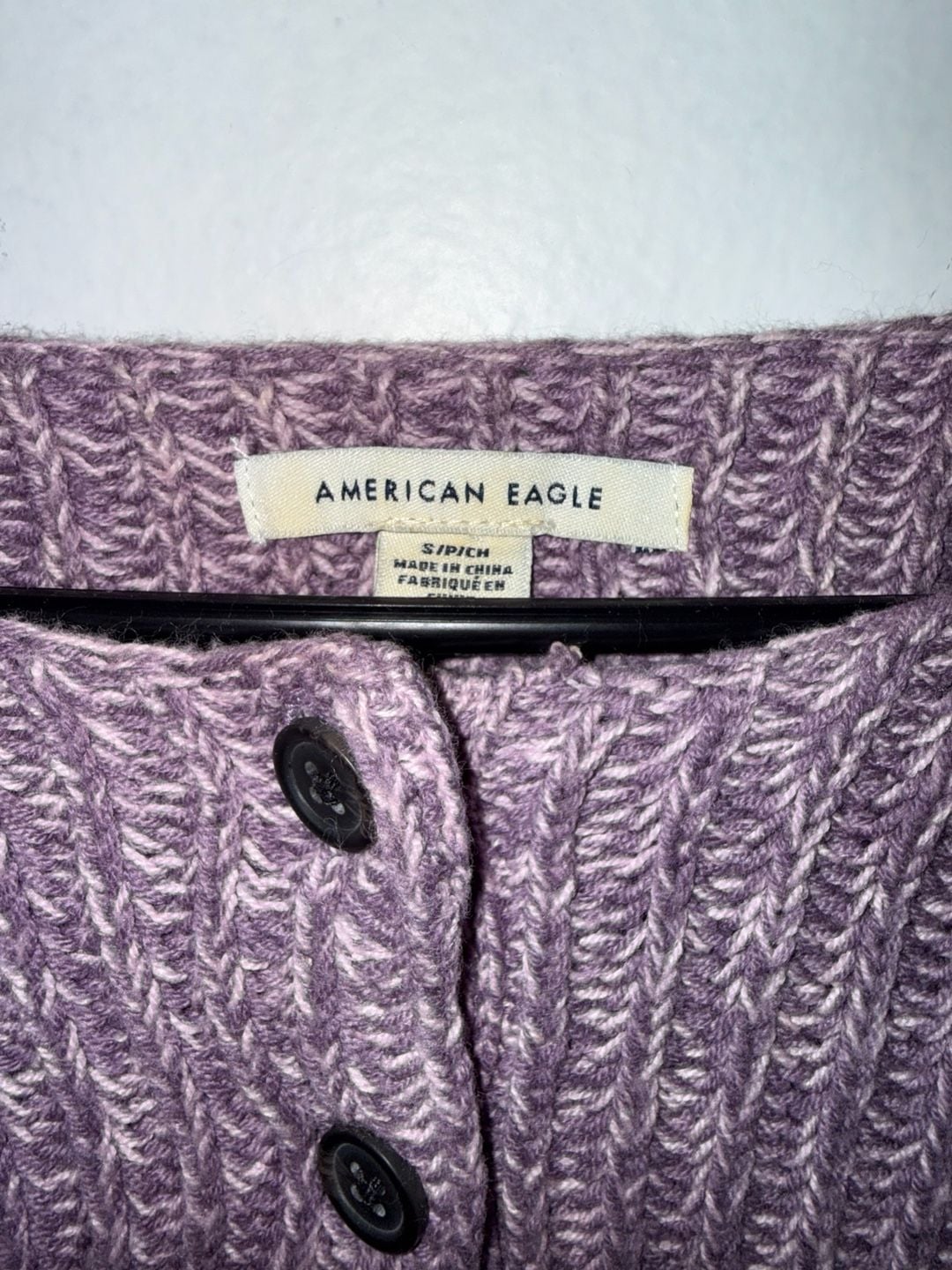 American Eagle Knit Henley Sweater Purple 4