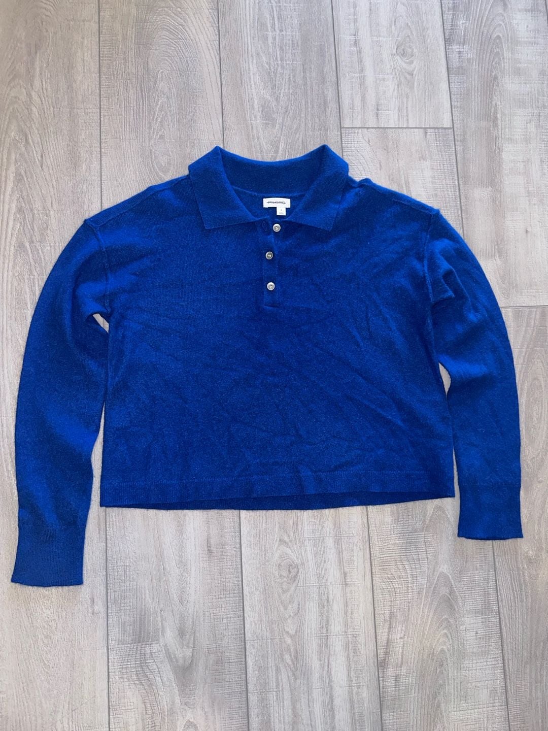 Pilcro Cashmere Polo Sweater Size S Blue Long Sleeve Knit 2