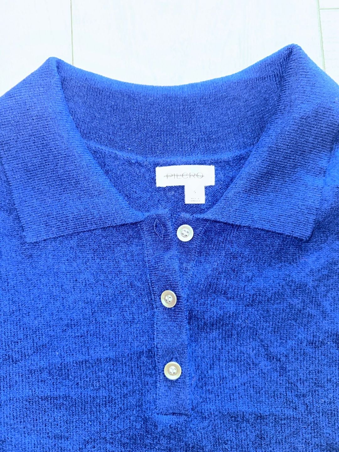 Pilcro Cashmere Polo Sweater Size S Blue Long Sleeve Knit 3