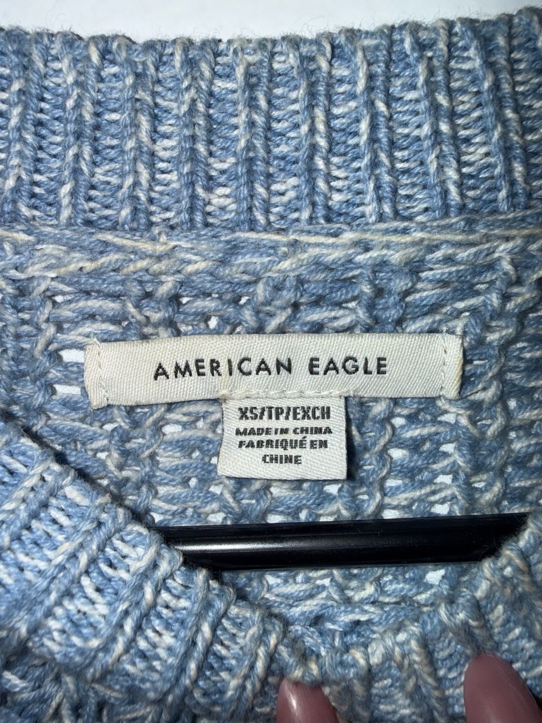 American Eagle Sweater Size XS Blue Knit Crewneck 4