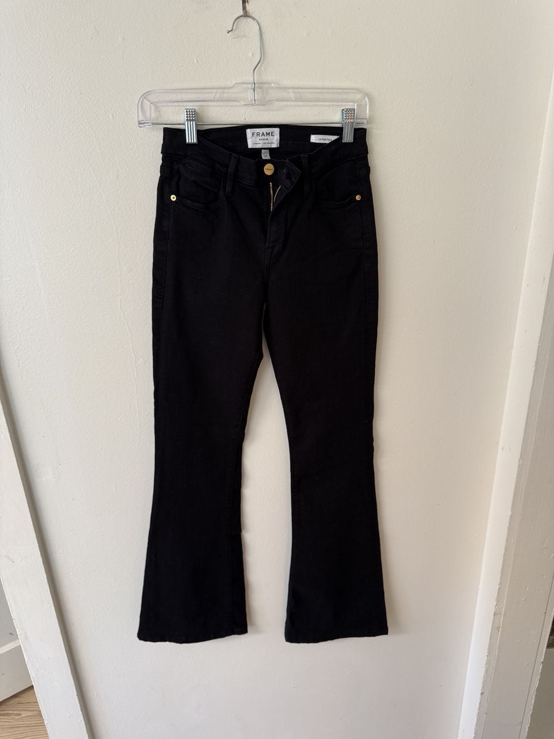 FRAME Le High Flare Jeans Size 24 Black Denim 2