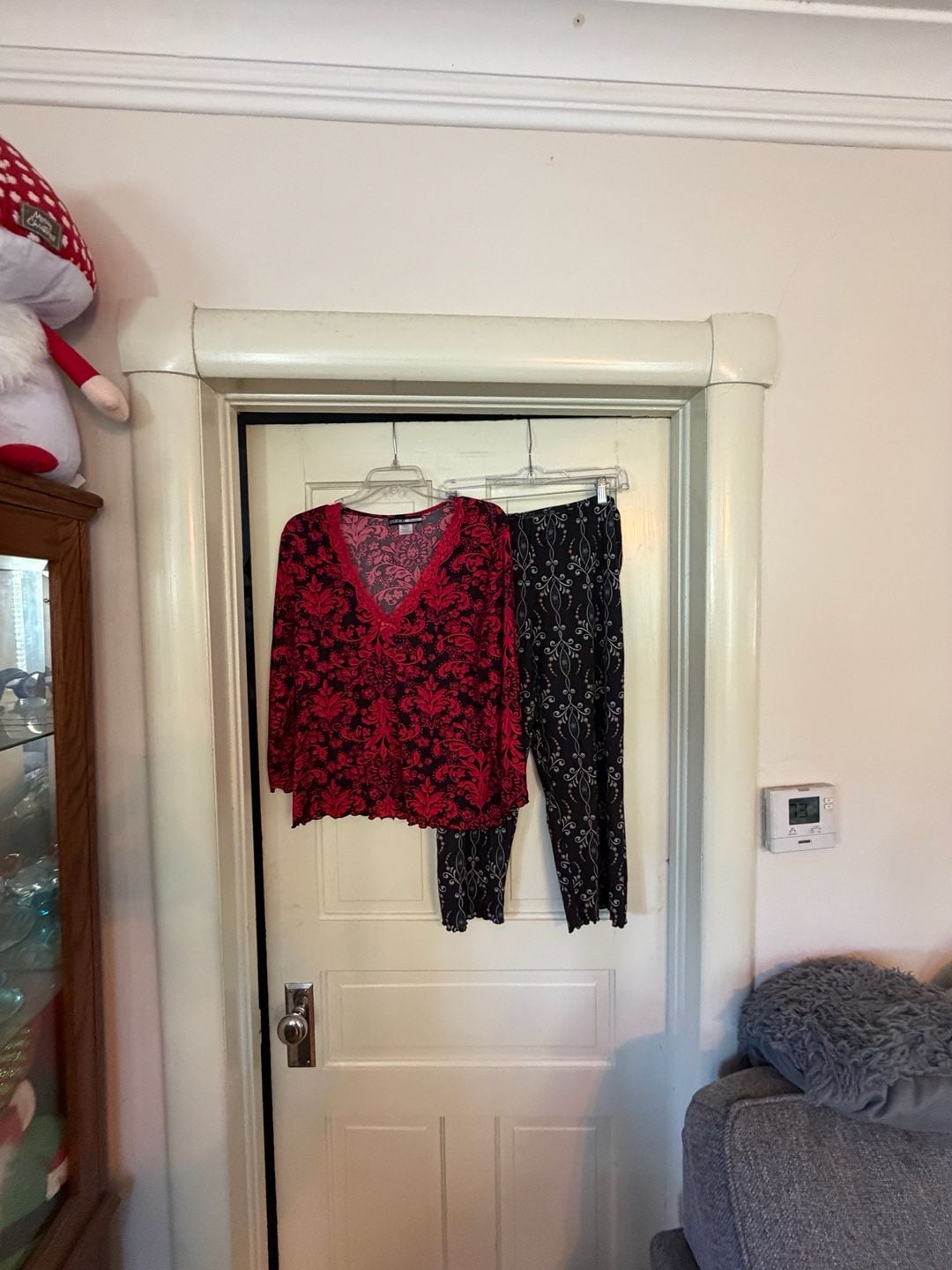 Studio Donatella Top & Pants Set Size S Red Black Floral 1