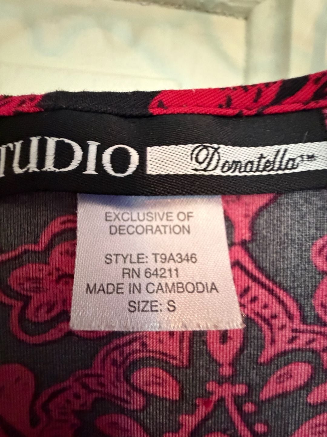 Studio Donatella Top & Pants Set Size S Red Black Floral 2