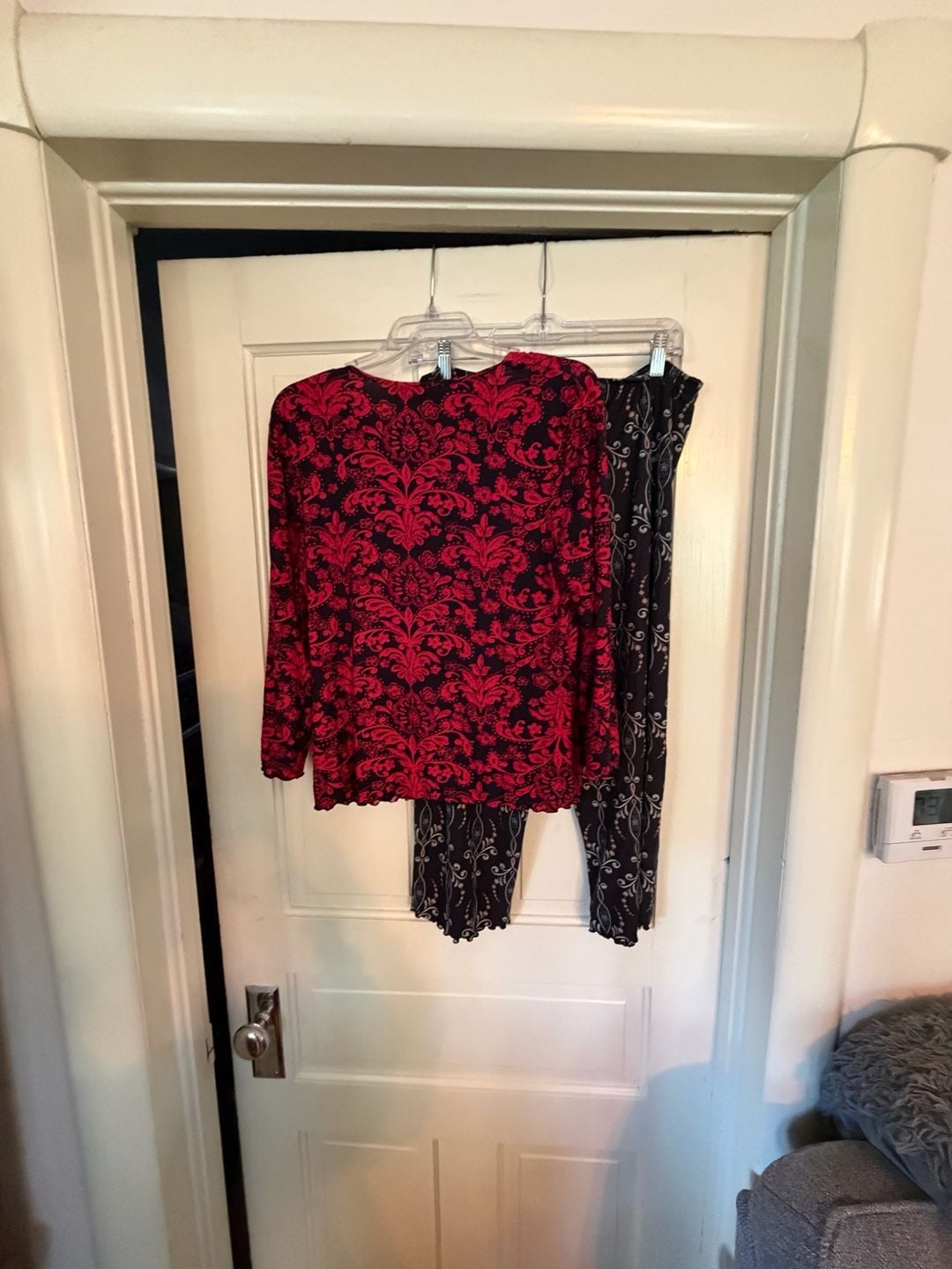 Studio Donatella Top & Pants Set Size S Red Black Floral 10