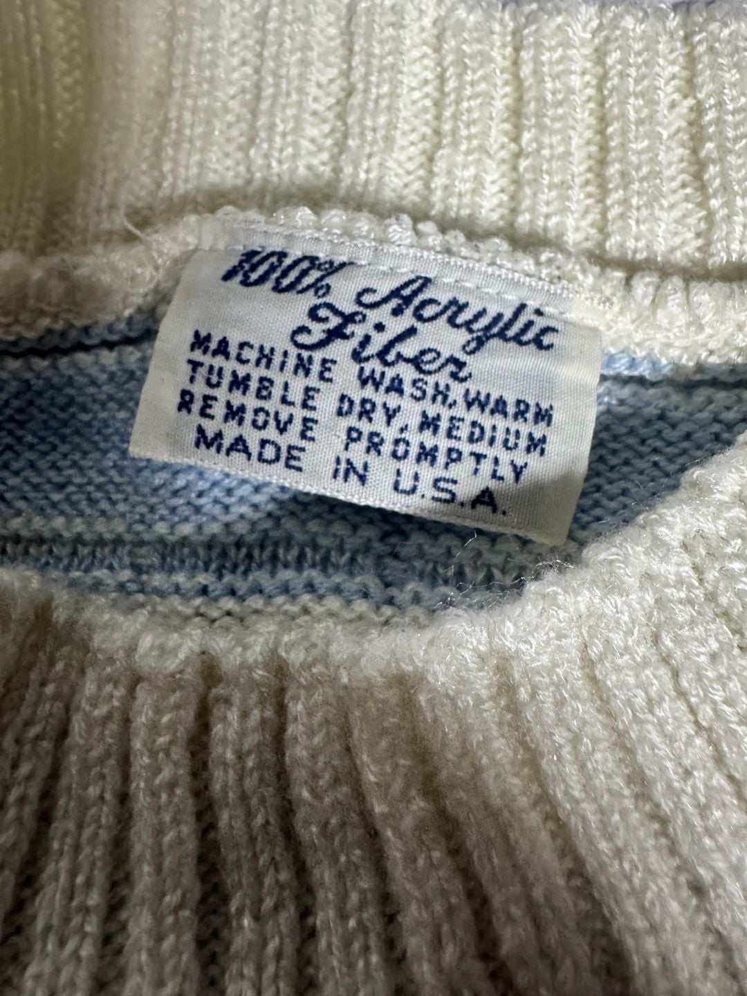 Vintage Y2k Grandma Striped Knit Sweater Blue Black White Mint 4