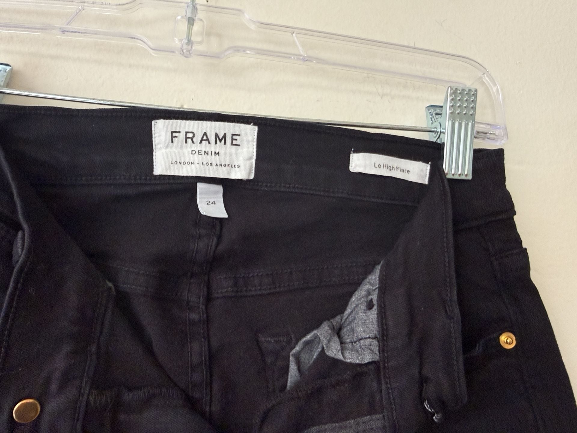 FRAME Le High Flare Jeans Size 24 Black Denim 4