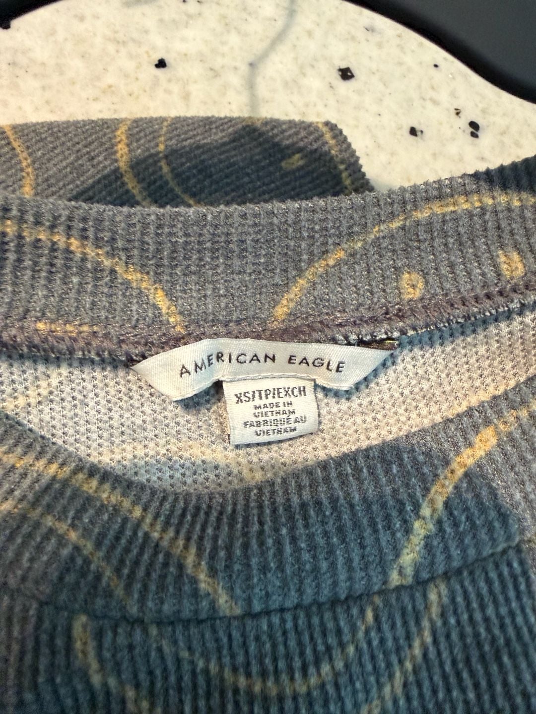 American Eagle Lounge Set Top And Shorts Size XS Gray Smiley Face Waffle 4