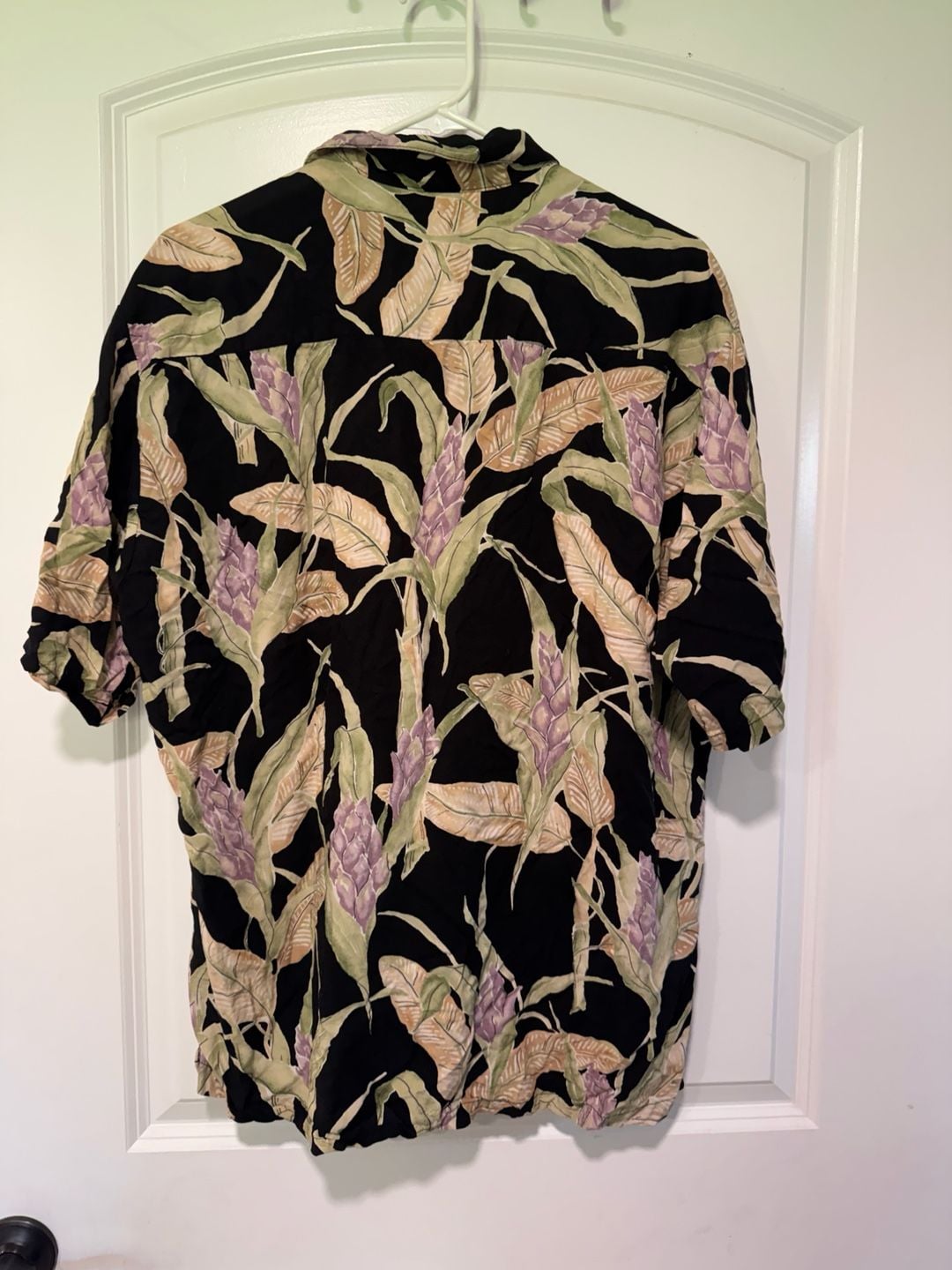 Black Tropical Floral Hawaiian Aloha Shirt Coastal Grandpa Resort Men's Size L 3