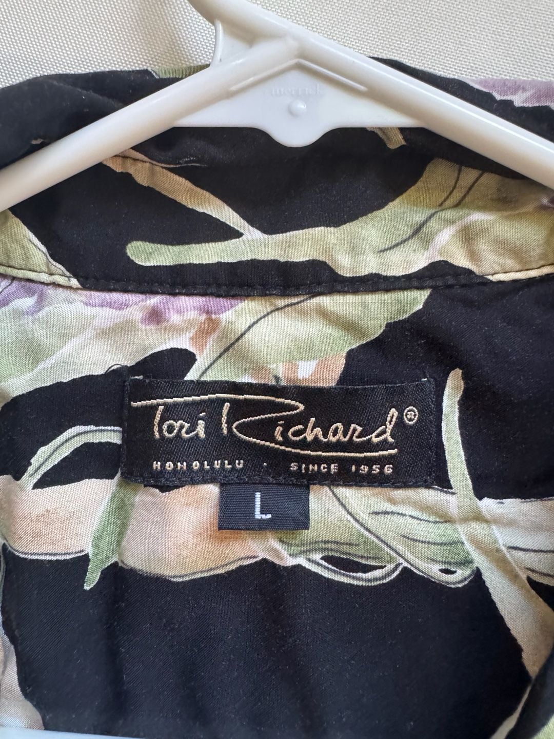 Black Tropical Floral Hawaiian Aloha Shirt Coastal Grandpa Resort Men's Size L 4