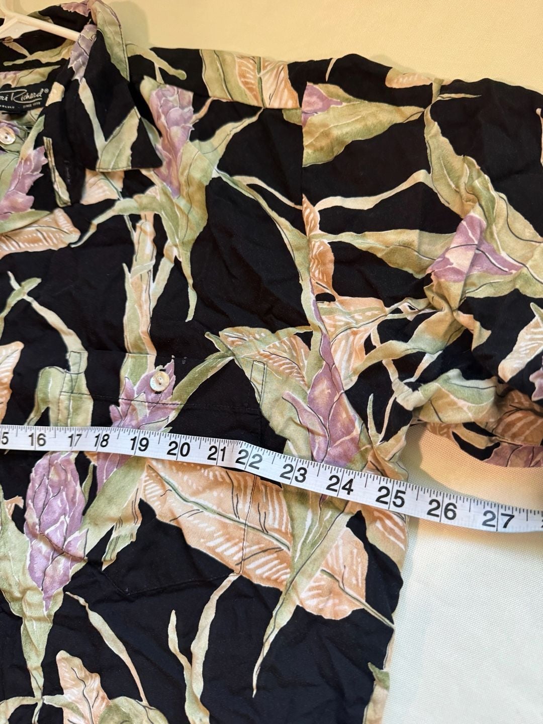 Black Tropical Floral Hawaiian Aloha Shirt Coastal Grandpa Resort Men's Size L 5