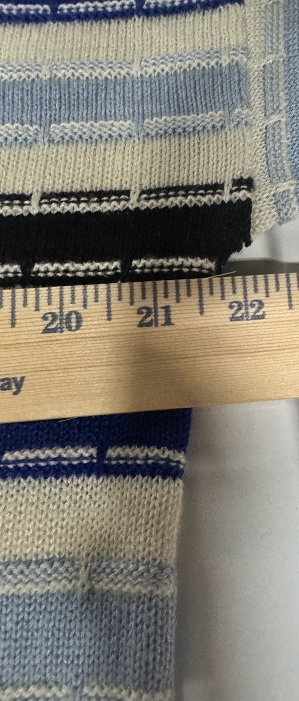 Vintage Y2k Grandma Striped Knit Sweater Blue Black White Mint 6