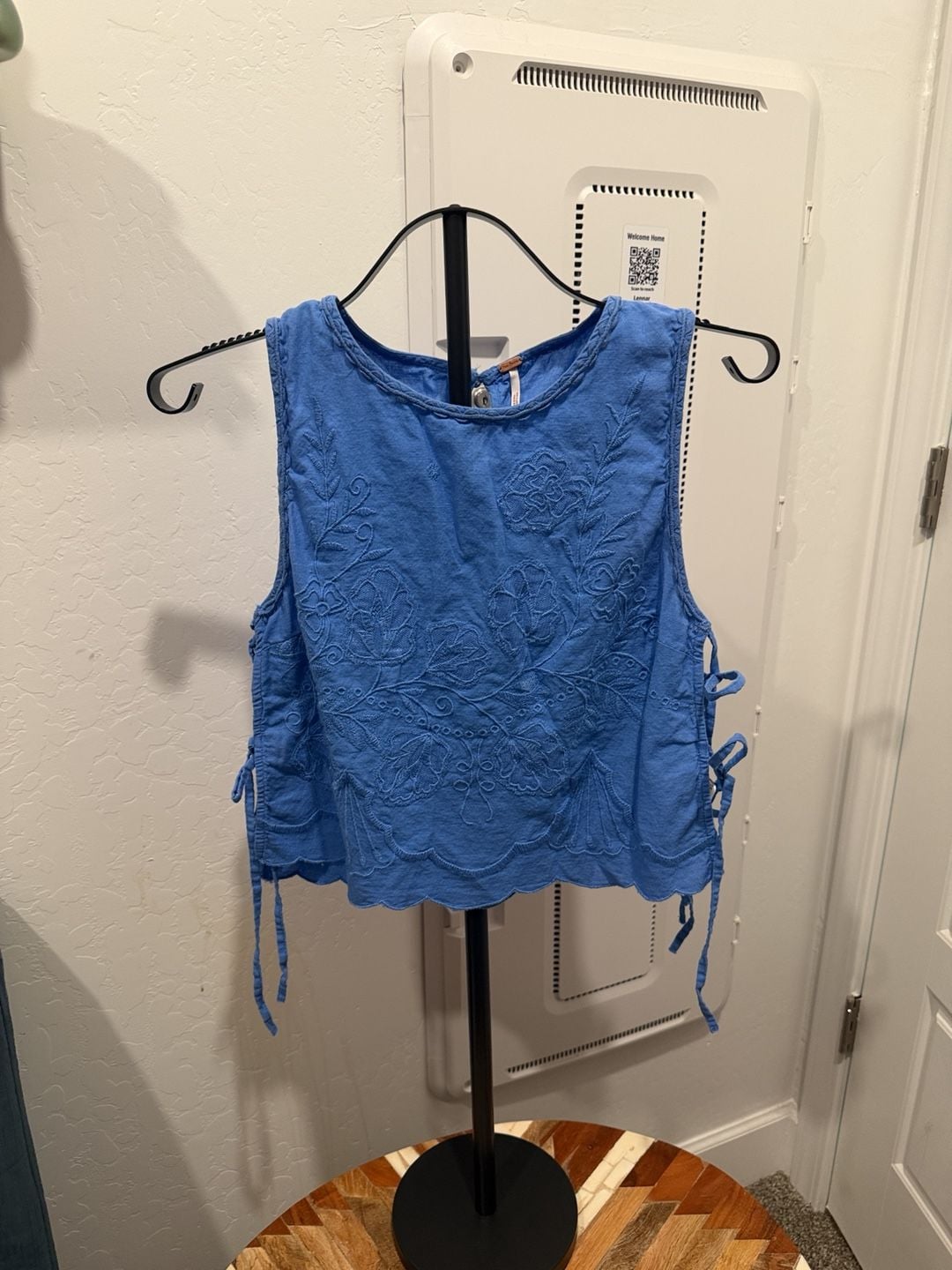 Free People Embroidered Tank Top Blue 2