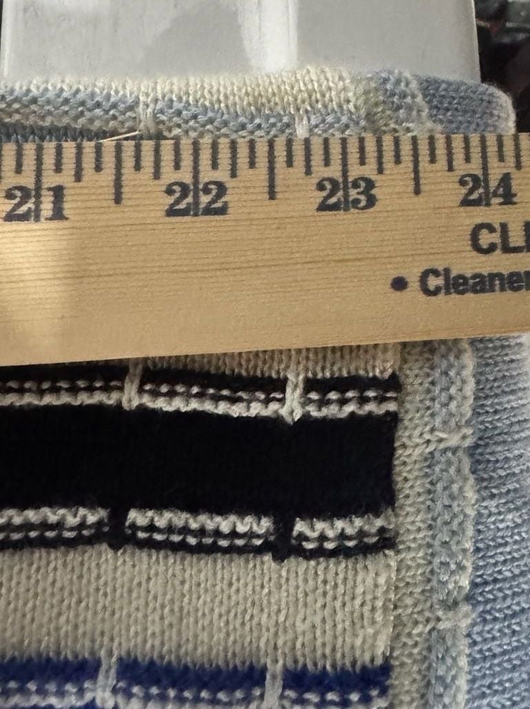 Vintage Y2k Grandma Striped Knit Sweater Blue Black White Mint 7