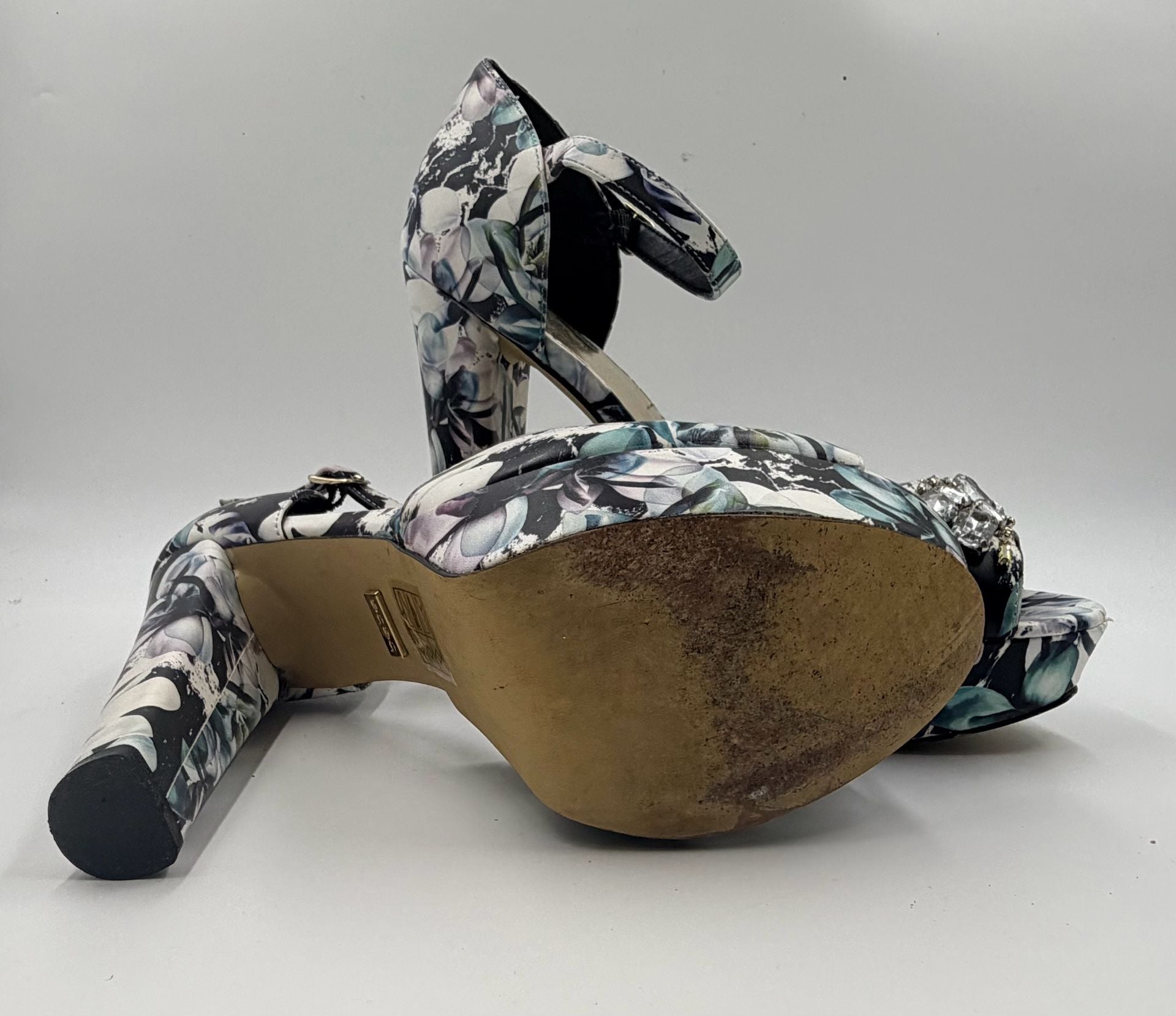 Bebe Floral Rhinestone Platform Heels 5