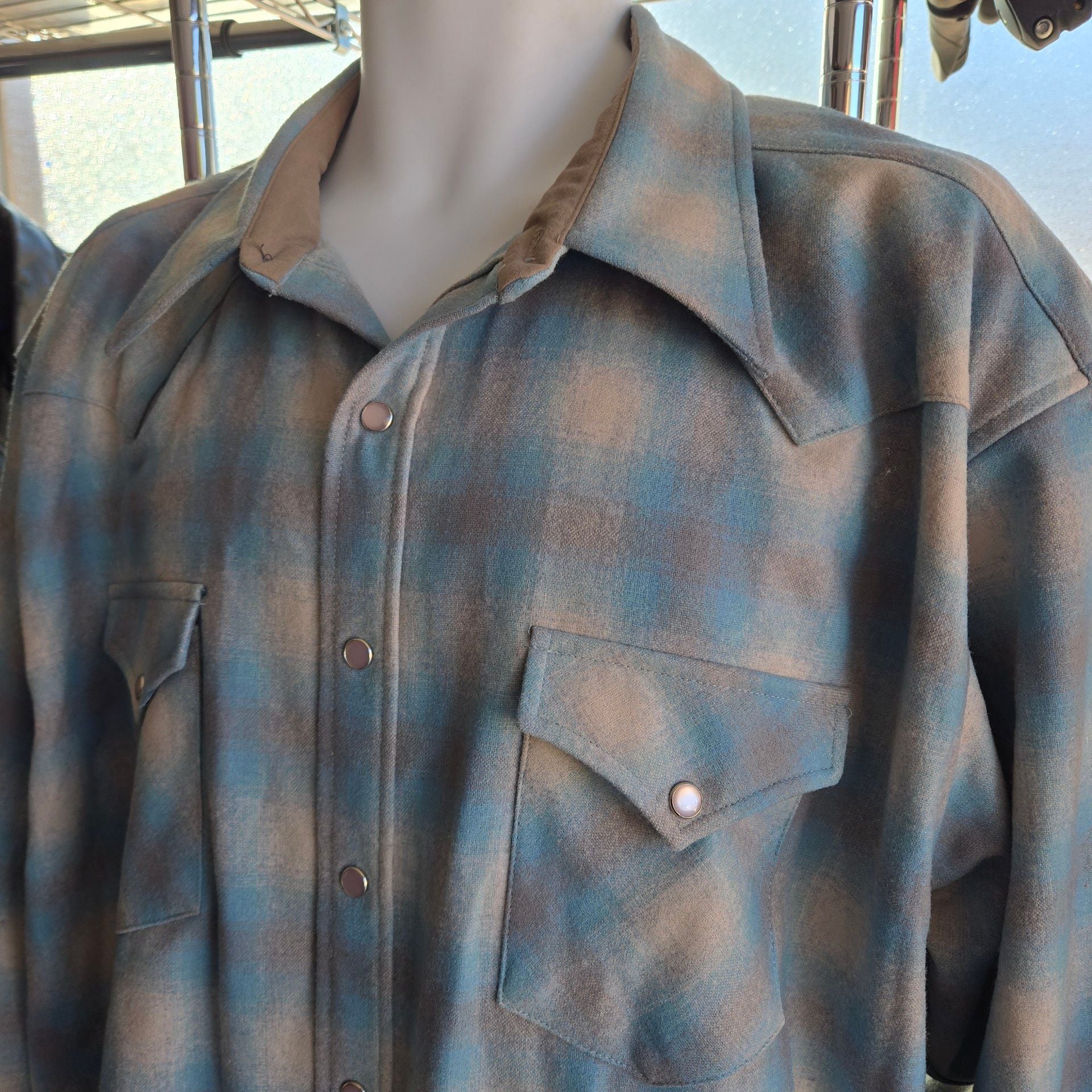 Pendleton Canyon Western Shirt Size XXL Blue Plaid Wool 3