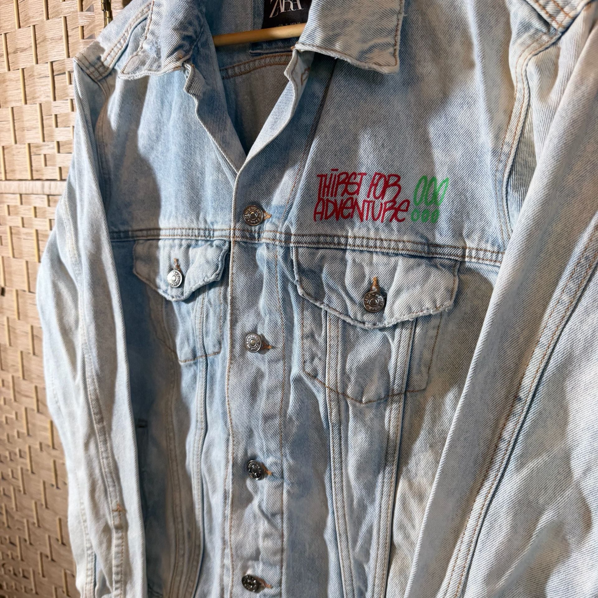 Zara Denim Jacket Size S Light Wash Thirst For Adventure 2