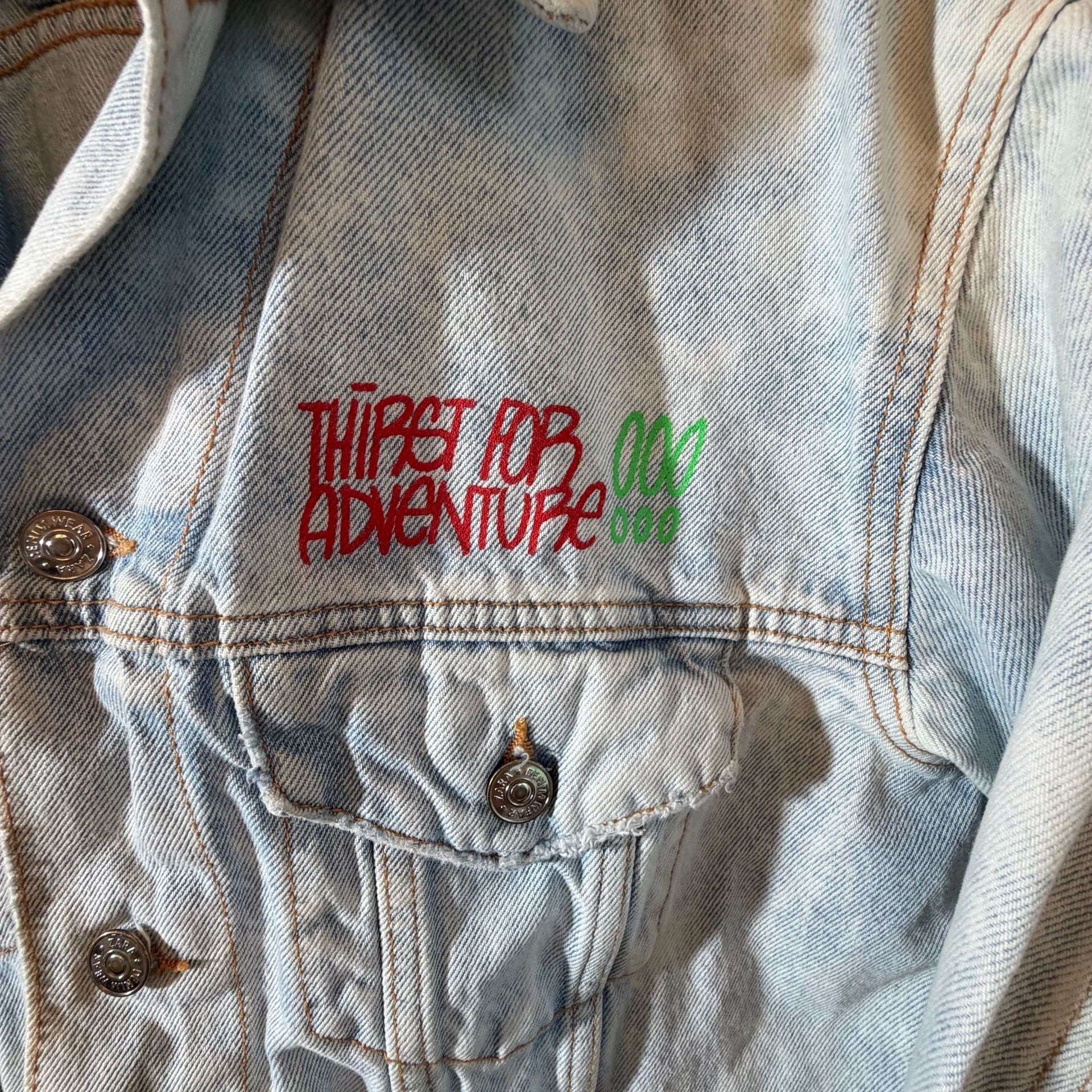 Zara Denim Jacket Size S Light Wash Thirst For Adventure 3