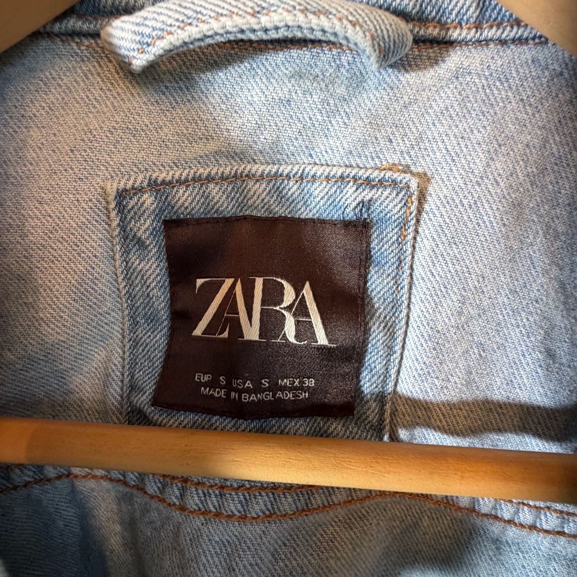 Zara Denim Jacket Size S Light Wash Thirst For Adventure 5