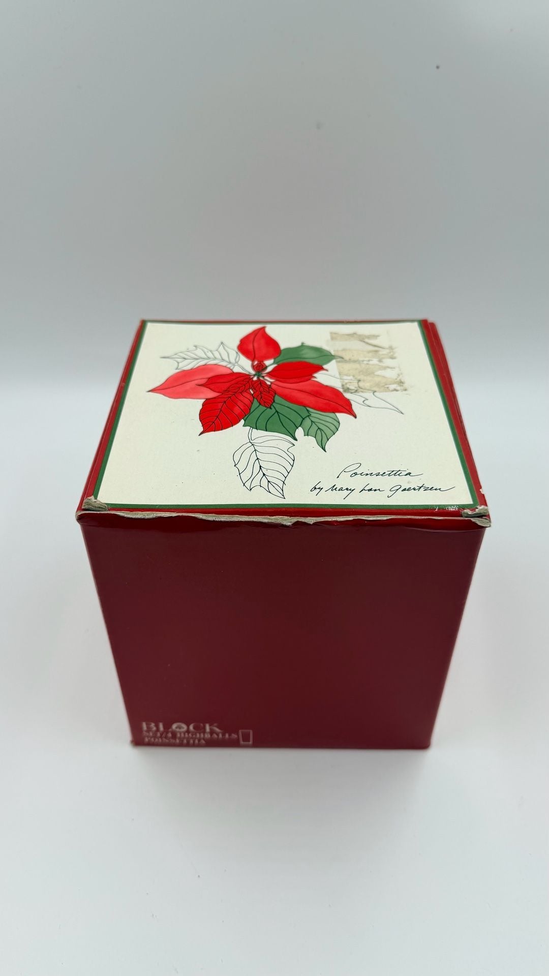Block Poinsettia by Mary Ann Goertzen Set of 4 Highball Glasses Vintage 2