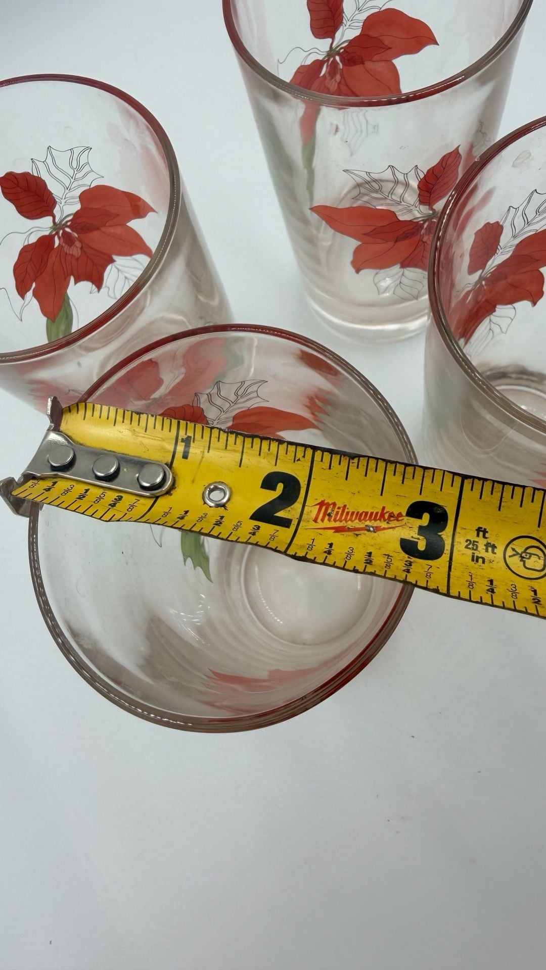 Block Poinsettia by Mary Ann Goertzen Set of 4 Highball Glasses Vintage 5