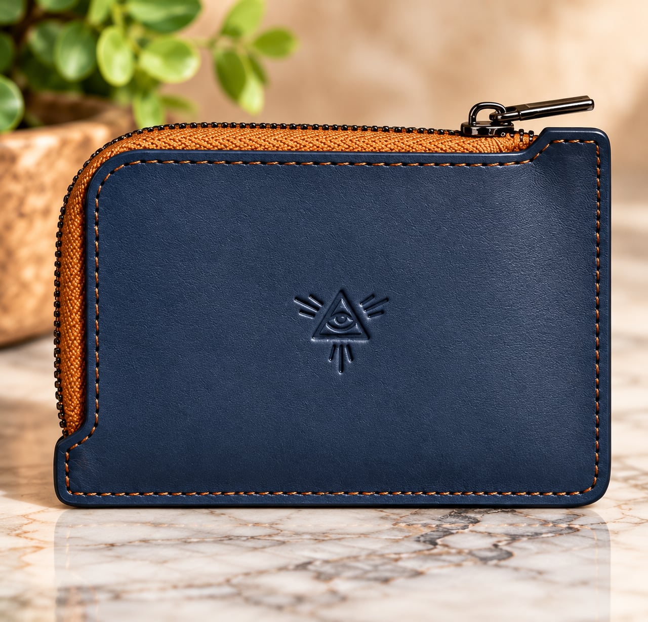 Origami Owl “One World Undivided” Leather Zip Card Wallet Blue 2