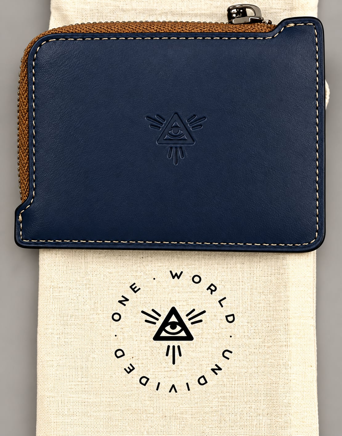 Origami Owl “One World Undivided” Leather Zip Card Wallet Blue 3