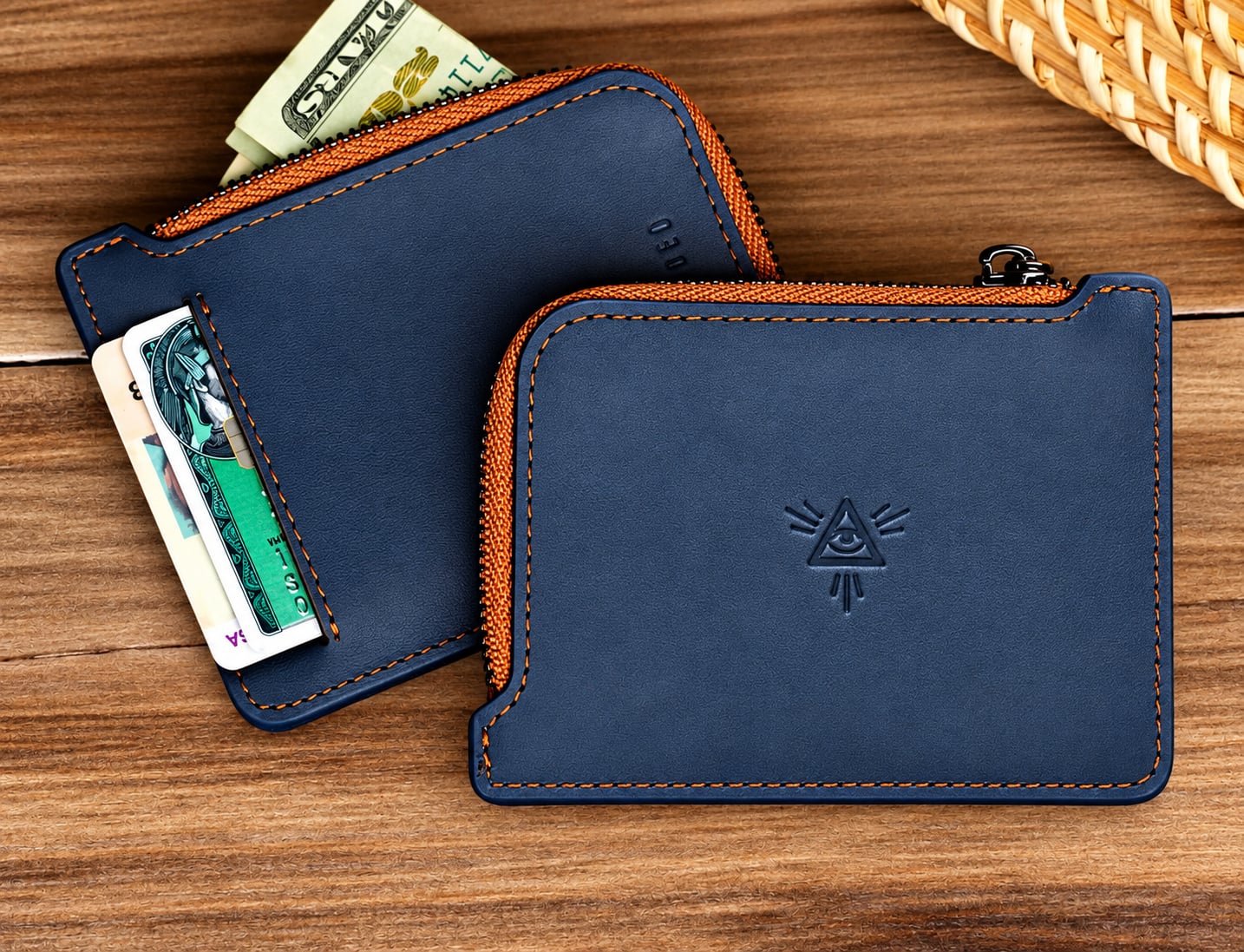 Origami Owl “One World Undivided” Leather Zip Card Wallet Blue 4