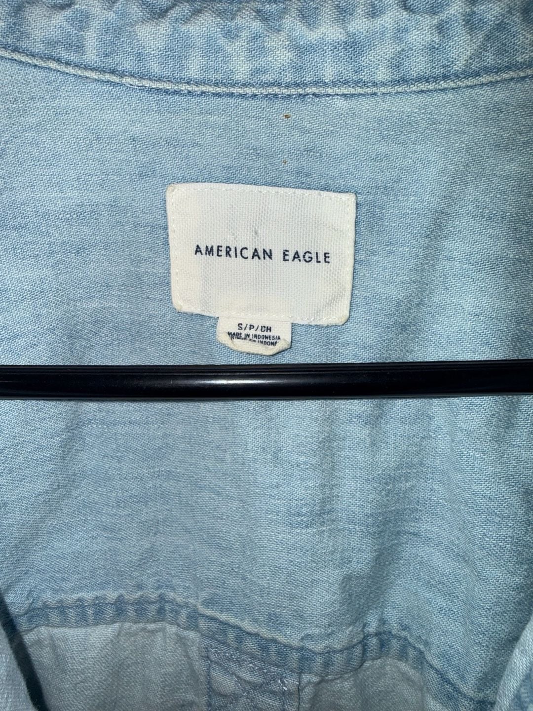 American Eagle Denim Shirt Size S Light Wash 4