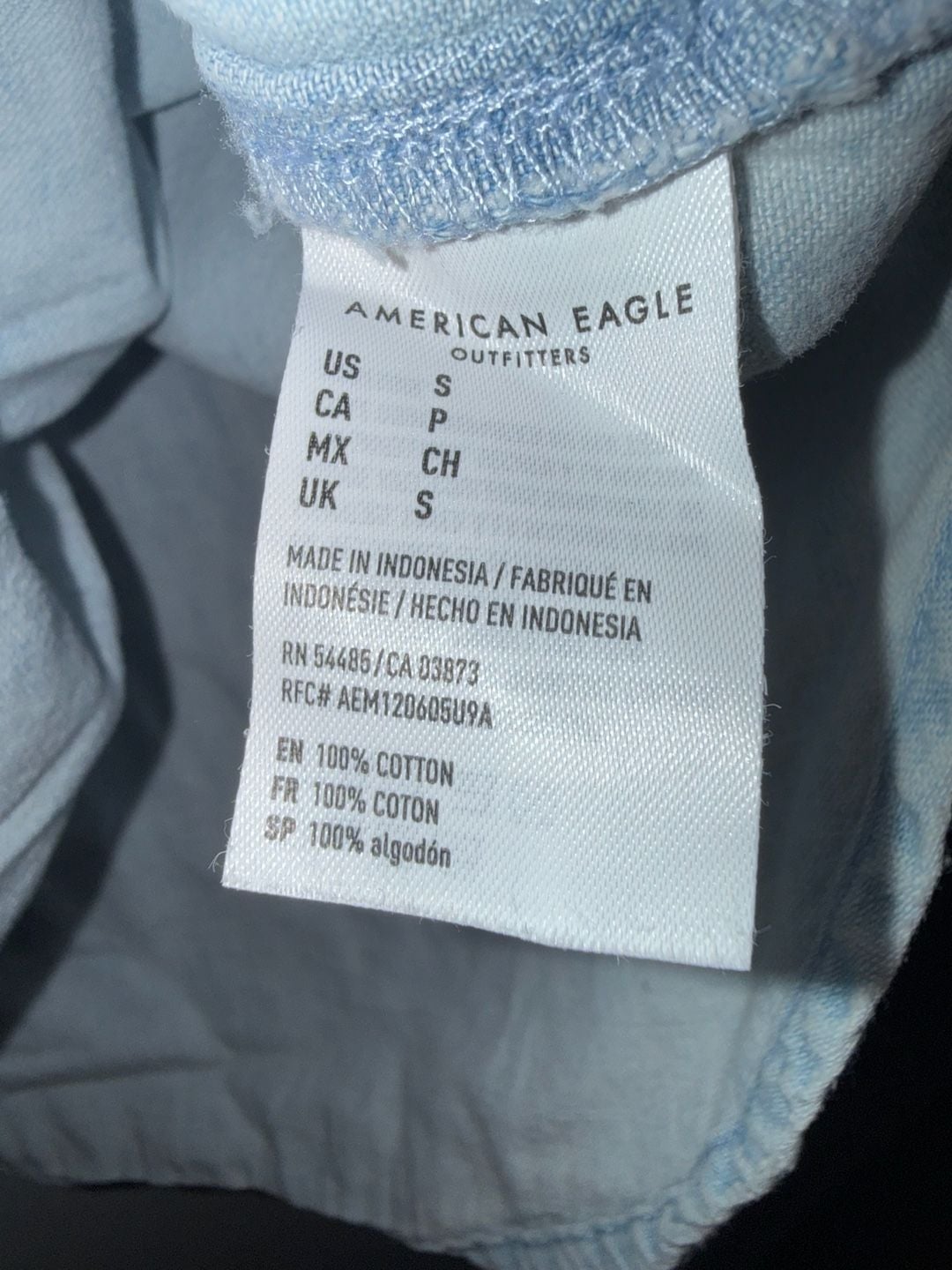 American Eagle Denim Shirt Size S Light Wash 5